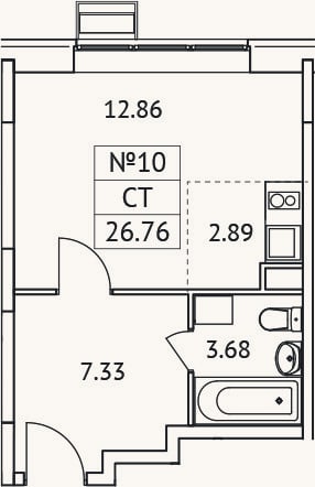 Планировка: Студия, 26,8 м²