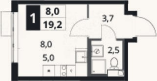 Планировка: Студия, 19,2 м²