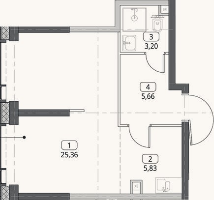 Планировка: Студия, 40,1 м²