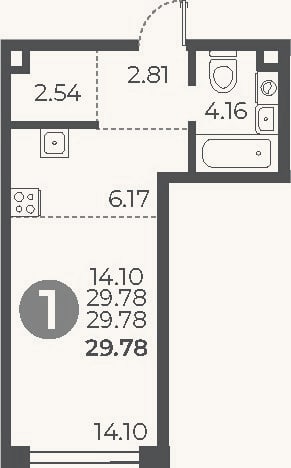 Планировка: Студия, 29,8 м²
