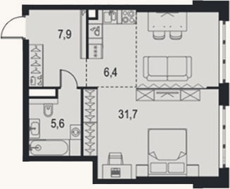 Планировка: Студия, 51,6 м²