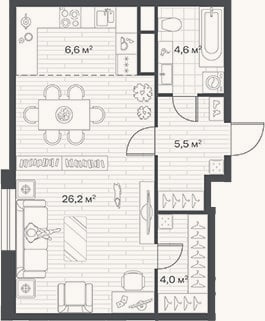 Планировка: Студия, 46,9 м²