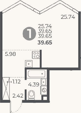 Планировка: Студия, 39,7 м²