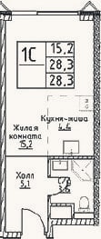 Планировка: Студия, 28,3 м²