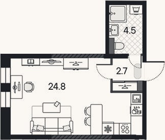Планировка: Студия, 32 м²