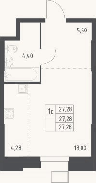 Планировка: Студия, 27,3 м²