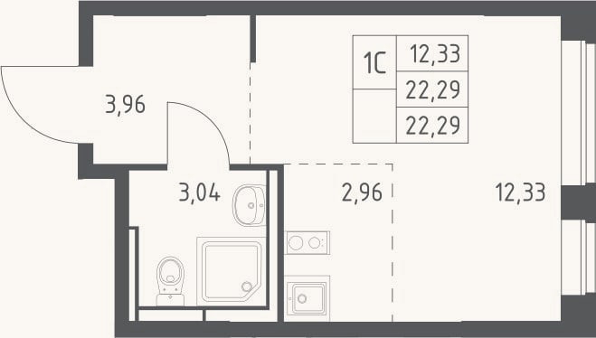 Планировка: Студия, 22,3 м²
