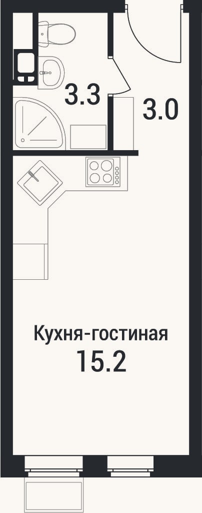 Планировка: Студия, 21,5 м²