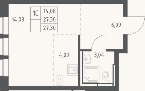 Планировка: Студия, 27,3 м²