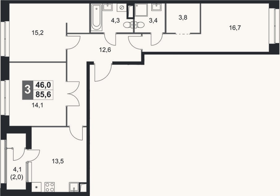 Планировка: 4+ к, 83,6 м²