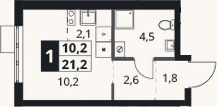 Планировка: Студия, 21,2 м²