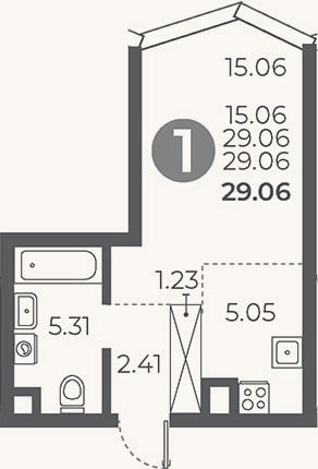 Планировка: Студия, 29,1 м²