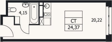 Планировка: Студия, 24,4 м²