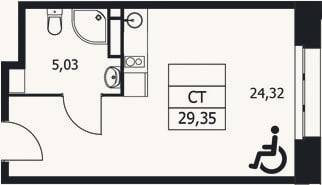 Планировка: Студия, 29,4 м²