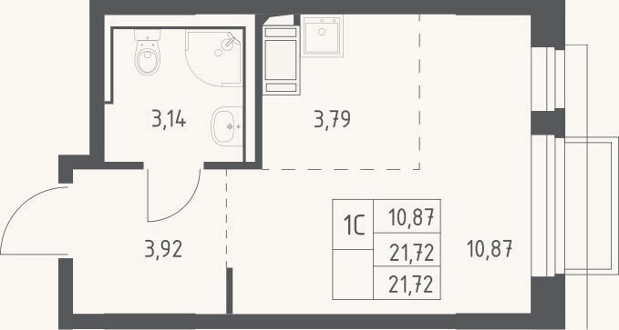 Планировка: Студия, 21,7 м²