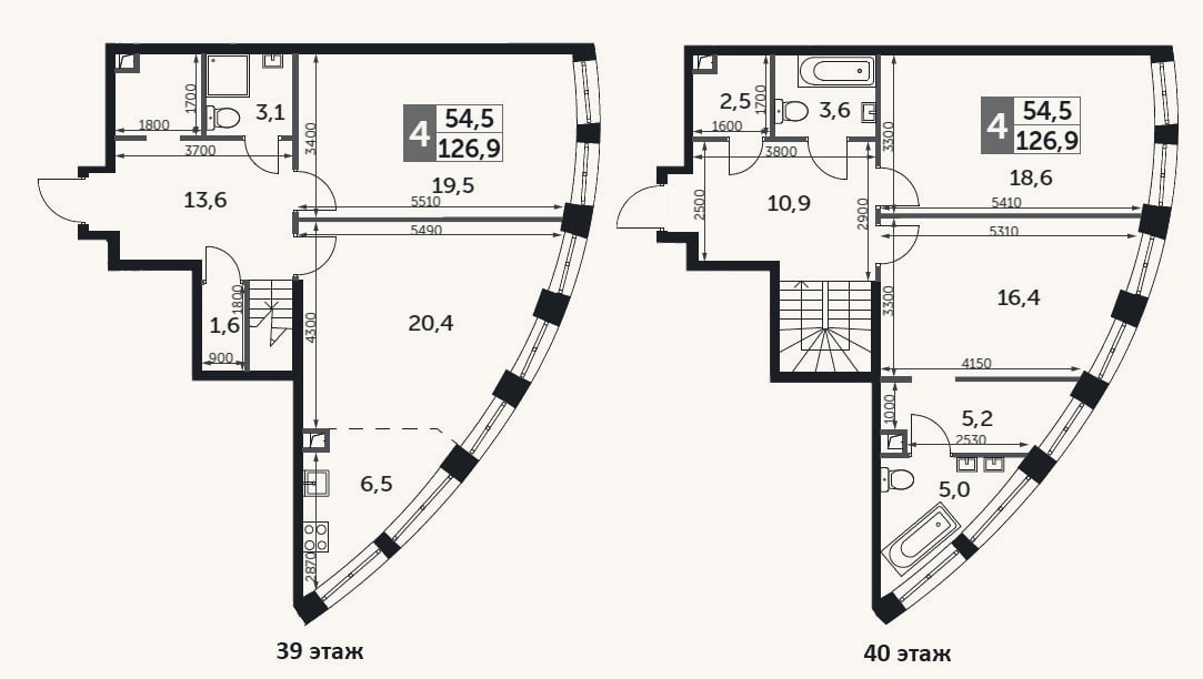 Планировка: 4+ к, 126,9 м²