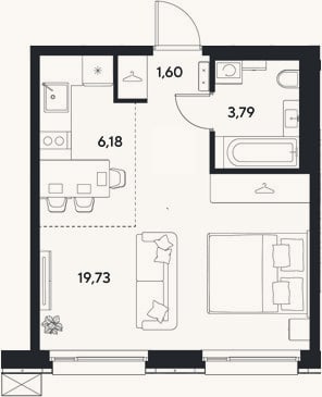 Планировка: Студия, 31,3 м²