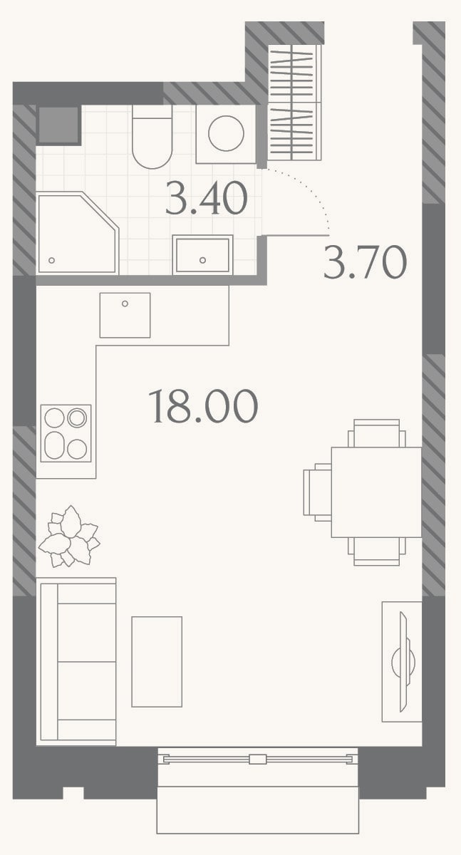 Планировка: Студия, 25,1 м²