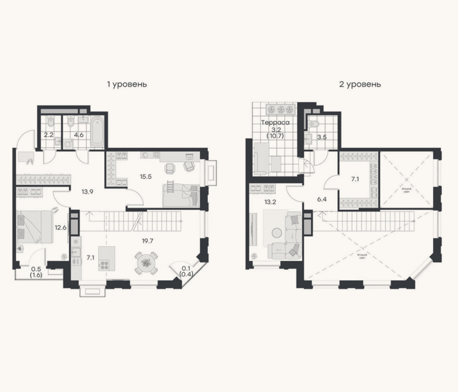 Планировка: 4+ к, 105,5 м²