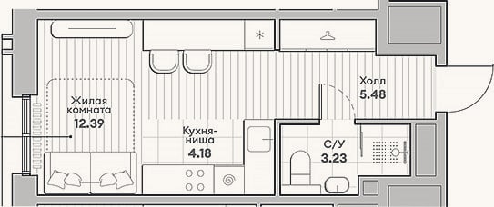 Планировка: Студия, 25,3 м²