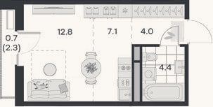 Планировка: Студия, 28,3 м²
