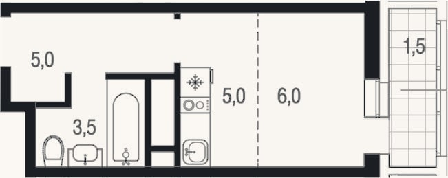 Планировка: Студия, 19,5 м²
