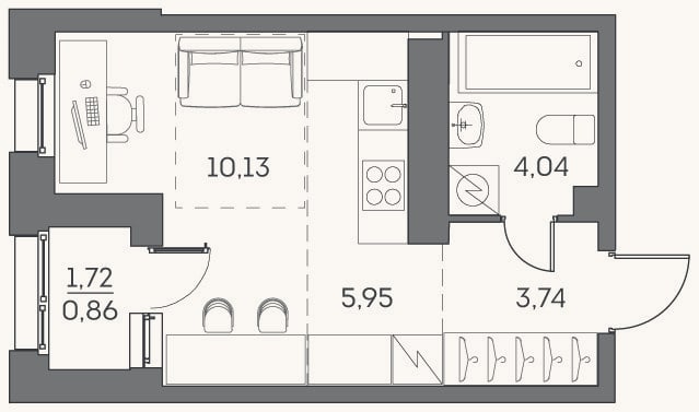 Планировка: Студия, 23,9 м²