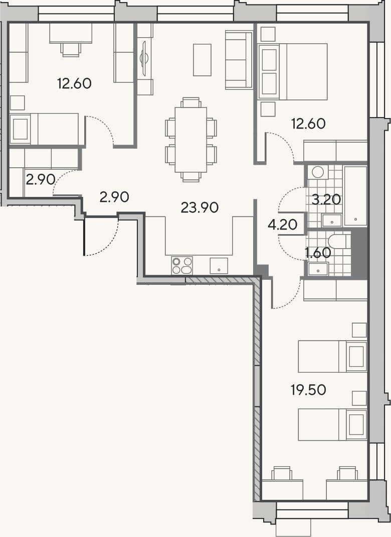 Планировка: 4+ к, 83,4 м²