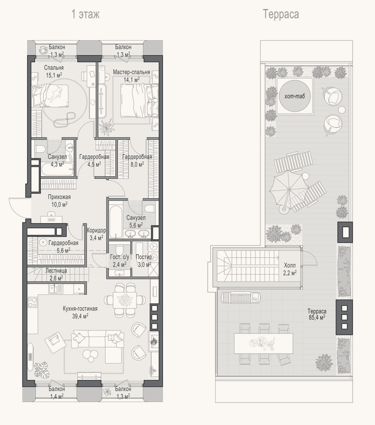 Планировка: 3-к, 118 м²