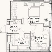 Планировка: 1-к, 31,9 м²