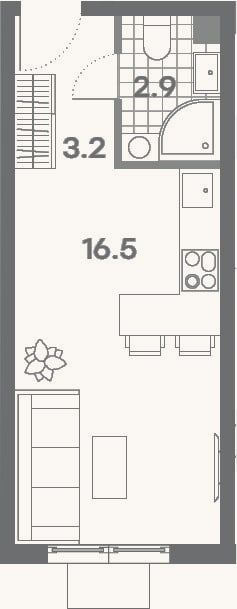 Планировка: Студия, 22,6 м²