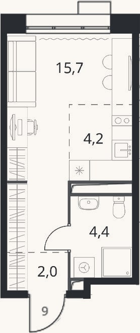 Планировка: Студия, 26,3 м²