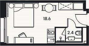 Планировка: Студия, 21 м²