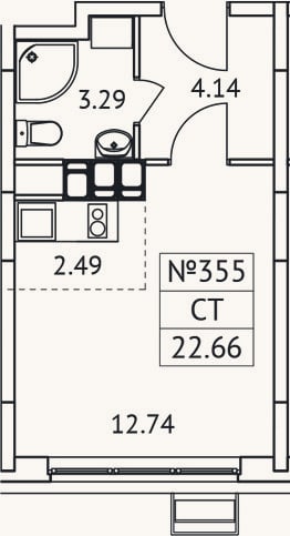 Планировка: Студия, 22,7 м²