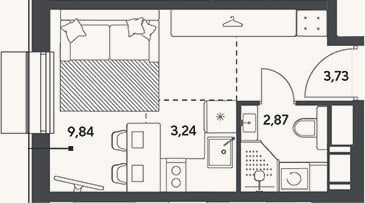 Планировка: Студия, 19,7 м²