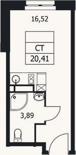 Планировка: Студия, 20,4 м²