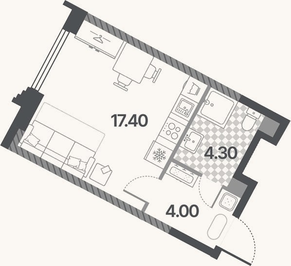 Планировка: Студия, 25,7 м²