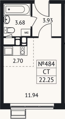 Планировка: Студия, 22,3 м²