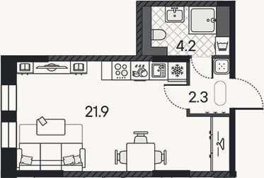 Планировка: Студия, 28,4 м²