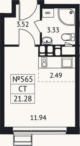 Планировка: Студия, 21,3 м²
