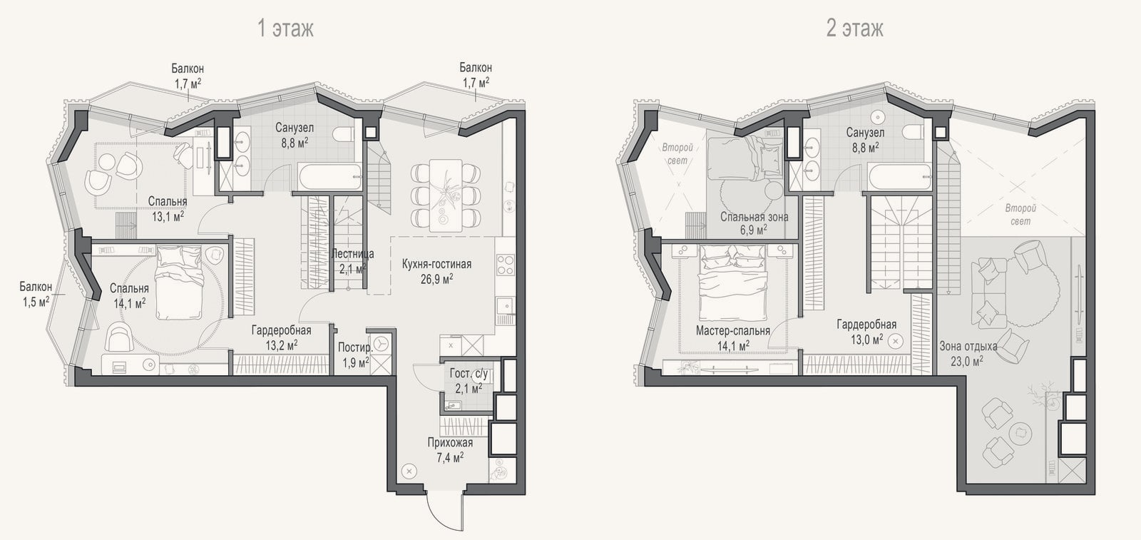 Планировка: 4+ к, 125,9 м²
