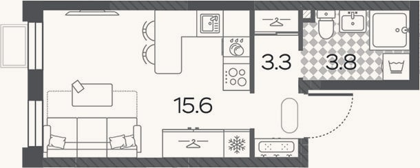 Планировка: Студия, 22,7 м²