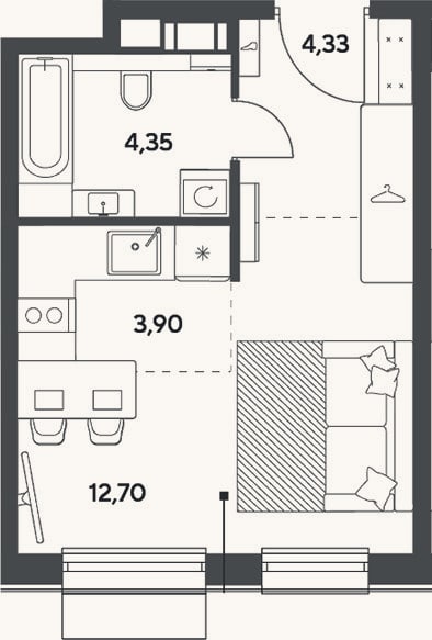 Планировка: Студия, 25,3 м²