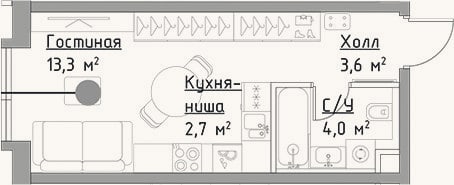 Планировка: Студия, 23,6 м²