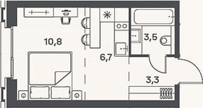 Планировка: Студия, 24,3 м²