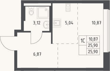 Планировка: Студия, 25,9 м²