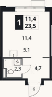 Планировка: Студия, 23,5 м²