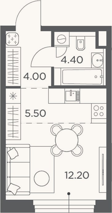 Планировка: Студия, 26,1 м²