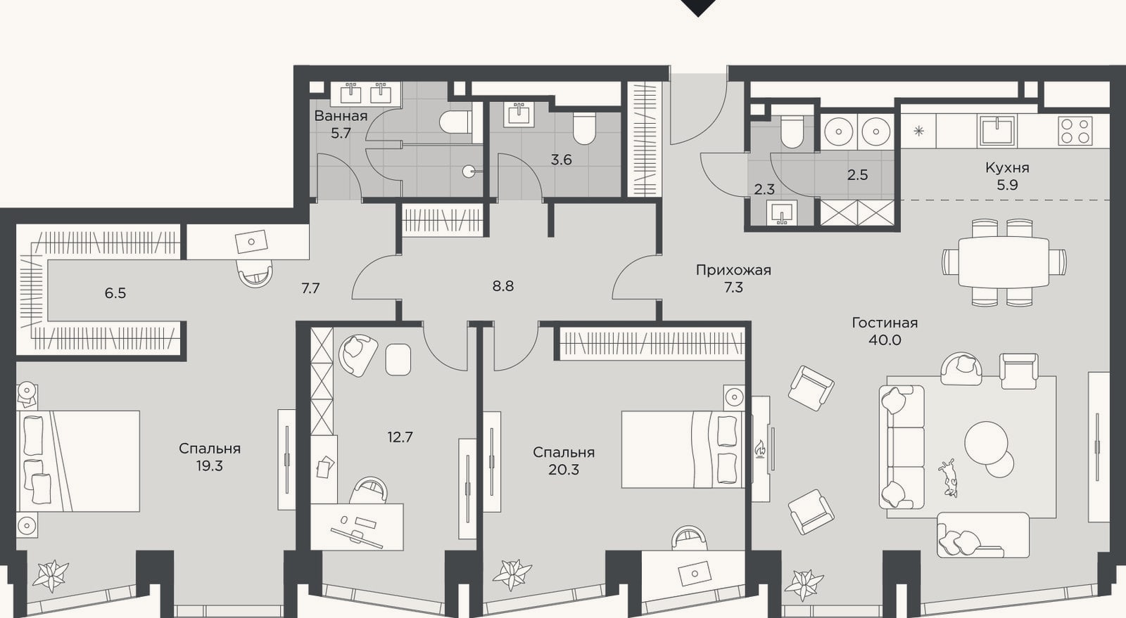 Планировка: 4+ к, 143,6 м²