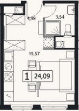 Планировка: Студия, 24,1 м²